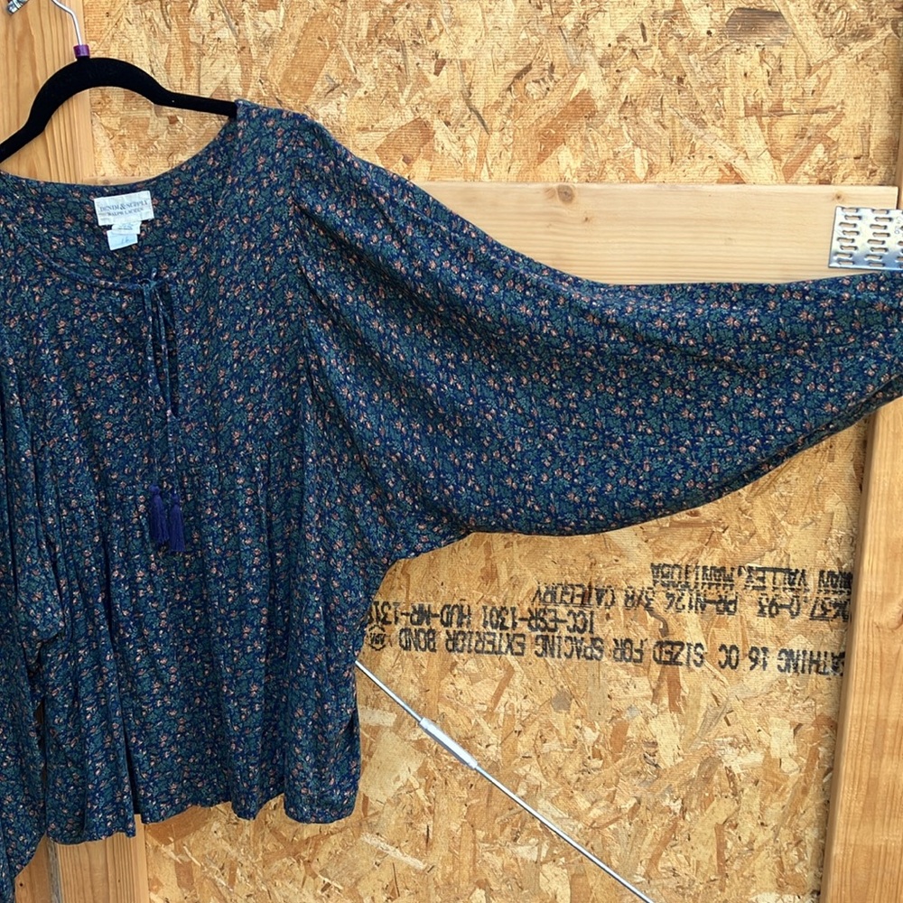 Ralphh Lauren Crew Neck W/tie Blousom Sleeves Loose Split Joint Shirt - Picture 3 of 6
